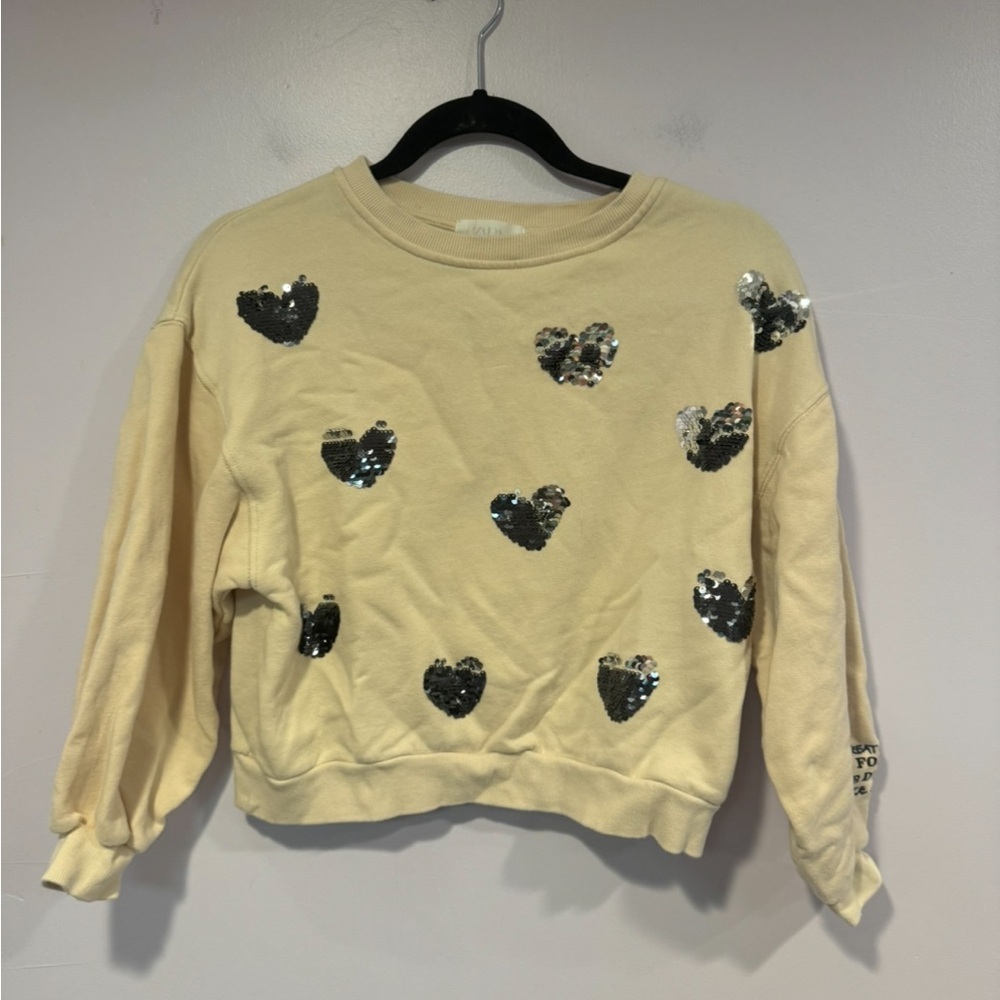 Zara flip sequin hearts sweatshirt‎